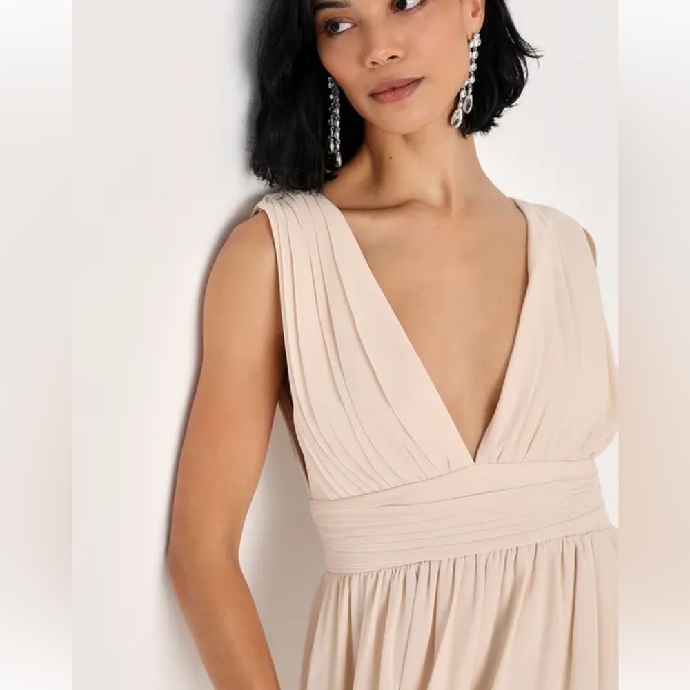 Lulus Heavenly Hues Cream Maxi Dress Size S  Prom/ Wedding/ Special Event - Picture 4 of 11